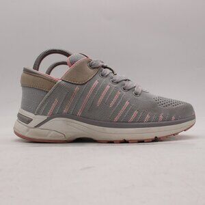 Zeba Hands Free Women's Size 8.5 Gray Rose Pink Slip On Lace Up Shoes Sneakers